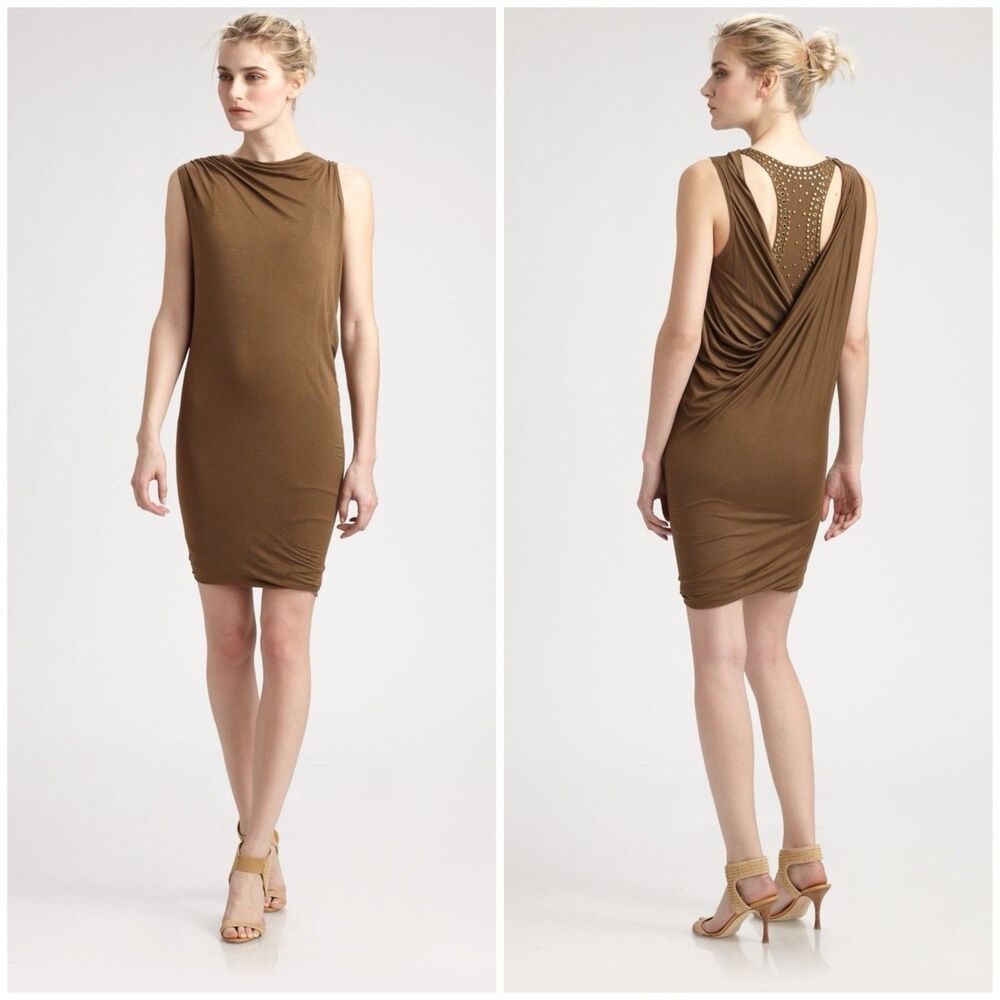 Donna Karan CasualLuxe $995 Runway Studded Racerback Dress Sz: Medium NWT RARE